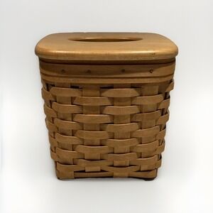 Longaberger 1977 Kleenex Tissue Box Brown With Wood Lid Vintage